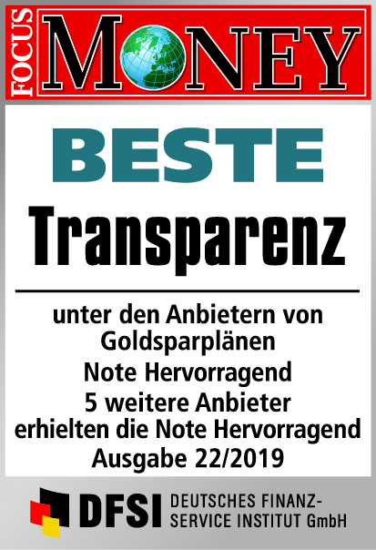 Auvesta - BESTE Transparenz unter den Anbietern von Goldsparplänen Ausgabe 22/2019