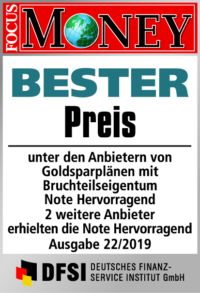 Auvesta - BESTER Preis unter den Anbietern von Goldsparplänen mit Bruchteilseigentum Ausgabe 22/2019