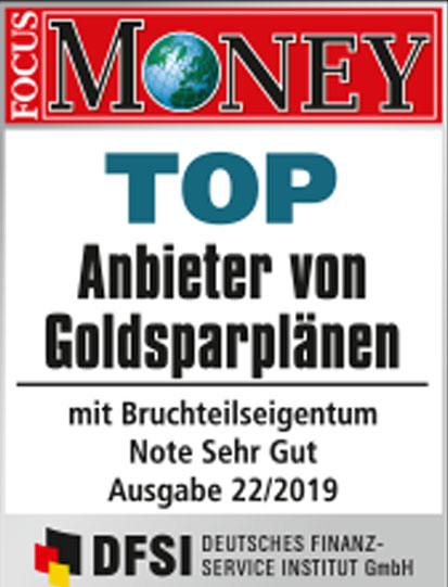 Auvesta - TOP Anbieter von Goldsparplänen mit Bruchteilseigentum - Note Sehr gut unter den Goldhändlern Ausgabe 22/2019