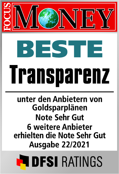 Auvesta - Beste Transparenz von Goldsparplänen mit Bruchteilseigentum - Note Hervorragend - Ausgabe 22/2021