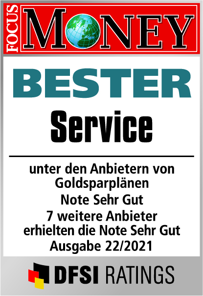 Auvesta - Bester Service von Goldsparplänen mit Bruchteilseigentum - Note Hervorragend - Ausgabe 22/2021