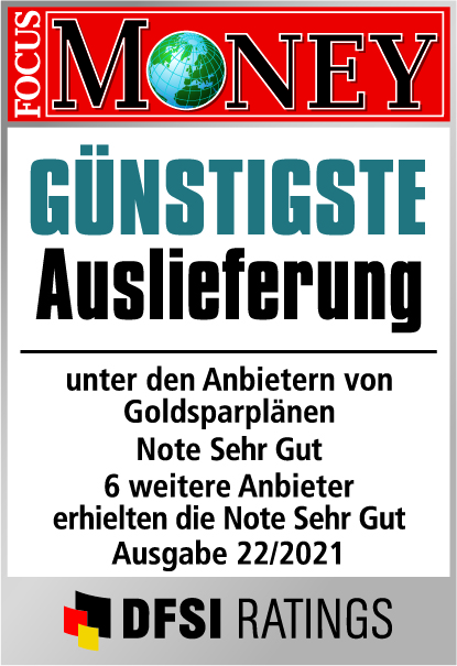 Auvesta - Günstigste Auslieferung von Goldsparplänen mit Bruchteilseigentum - Note Hervorragend - Ausgabe 22/2021