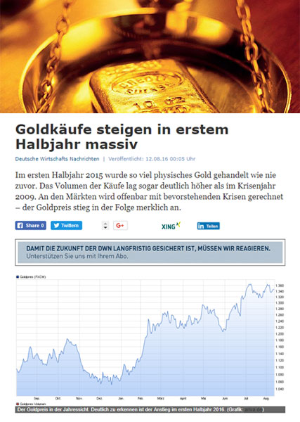 Goldkäufe steigen in erstem Halbjahr massiv