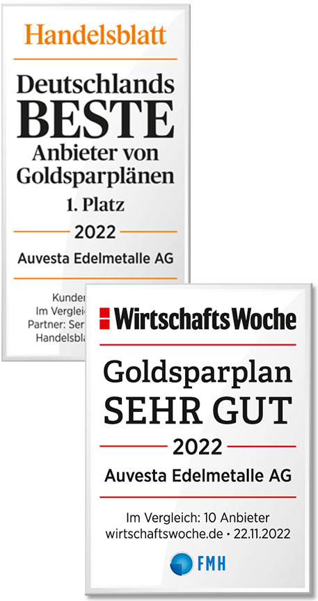 Auvesta als Bester Anbieter von Goldsparplänen vom Handelsblatt ausgezeichnet