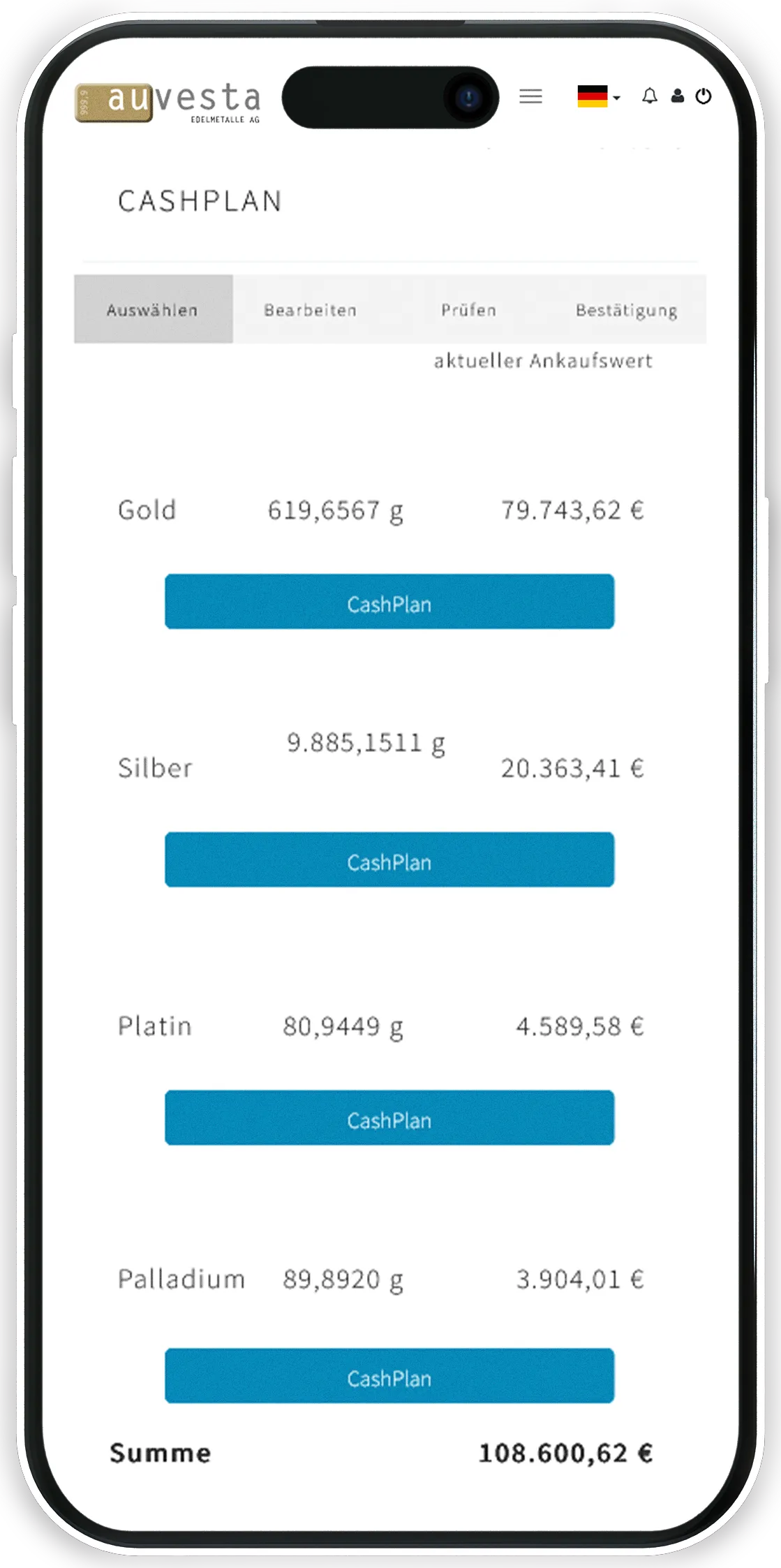 Cash-Plan - einmal einrichten, regelmässig auszahlenn