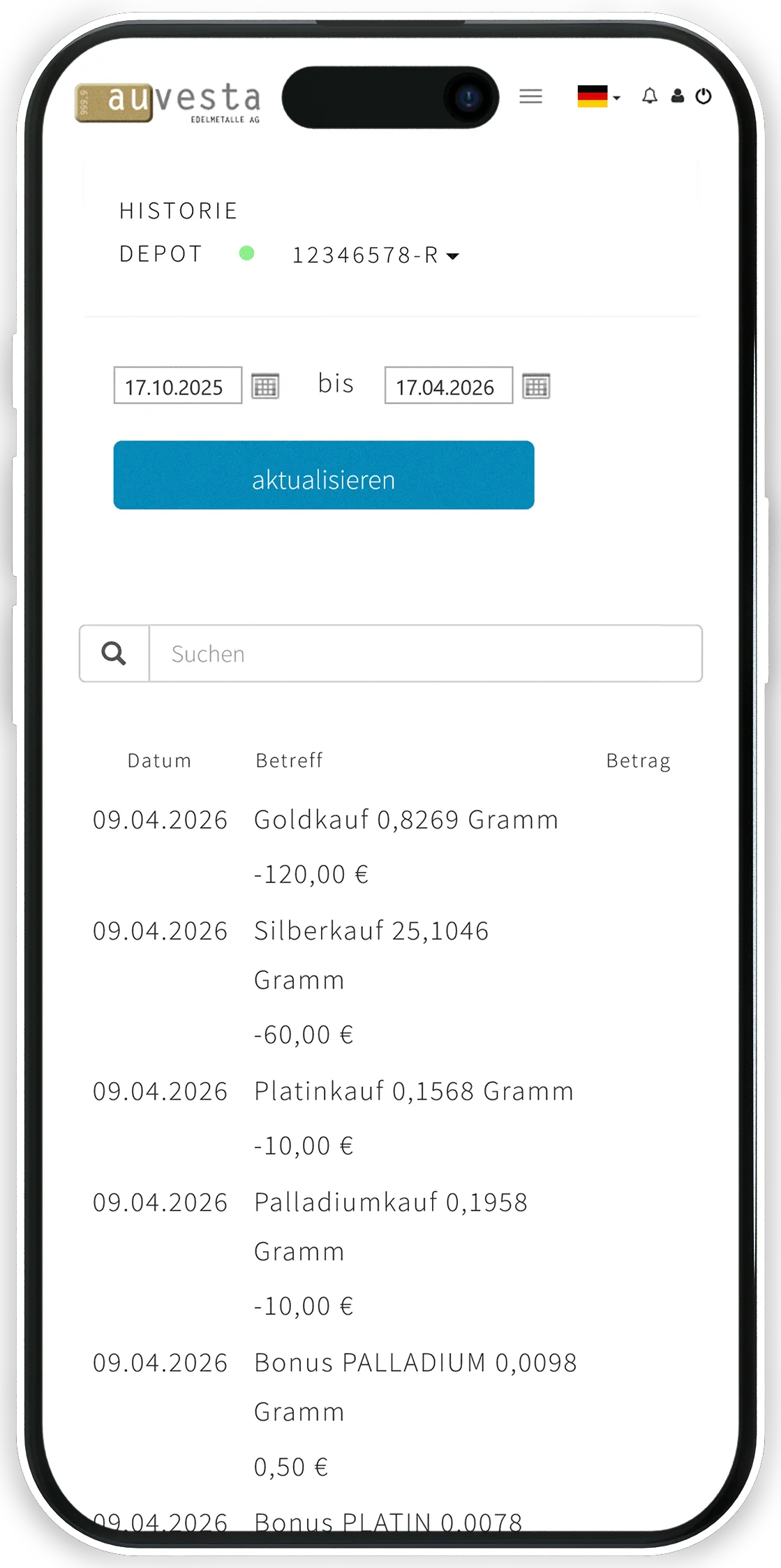 Käufe - Für jeden Kauf wird eine Abrechnung erstellt.