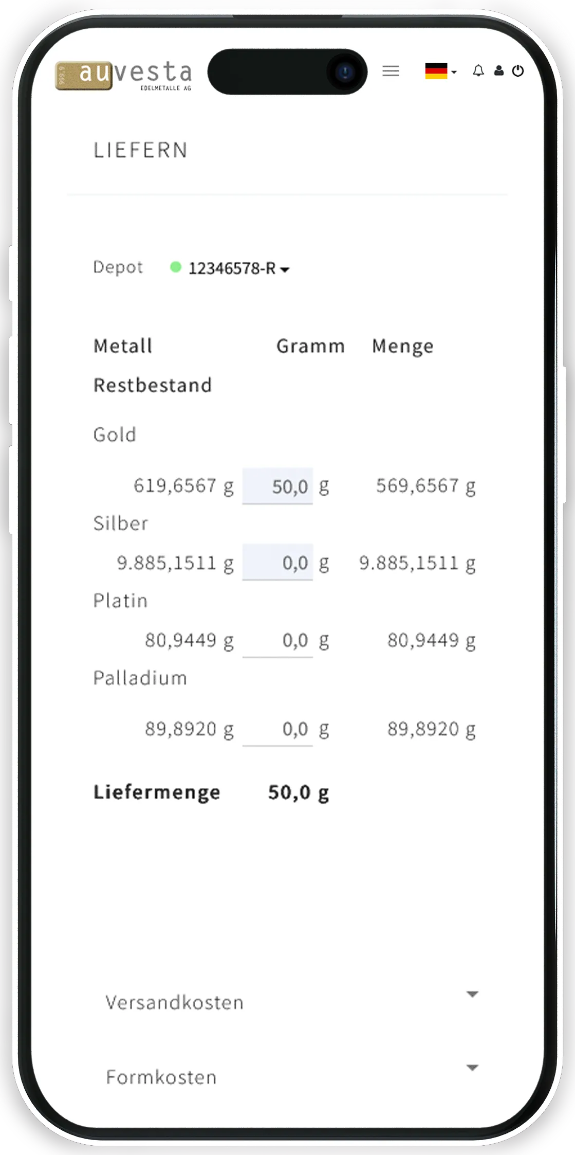Gold kostenlos online senden und erhalten.