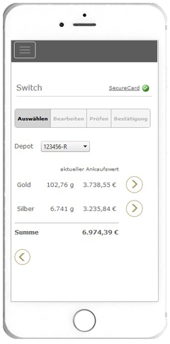 Switch - Wechseln Sie online in andere Edelmetalle