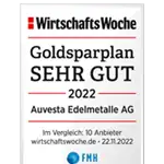 Auvesta von der WirtschaftsWoche ausgezeichnet mit - Goldsparpläne Sehr Gut